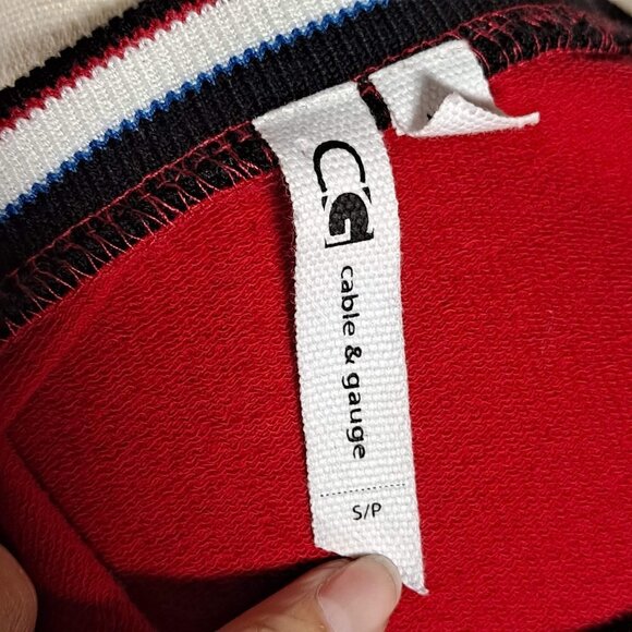 Cable & Gauge Size S/P Red/Black/White/Blue Crew Neck Pullover Sweatshirt EUC - Picture 7 of 10